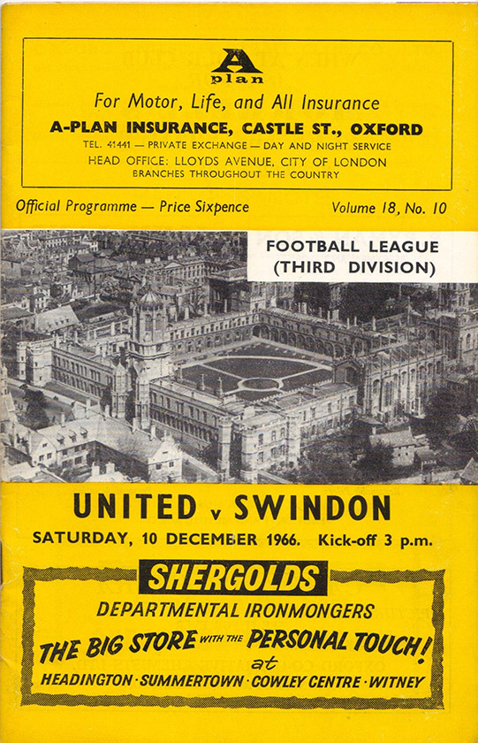 <b>Saturday, December 10, 1966</b><br />vs. Oxford United (Away)